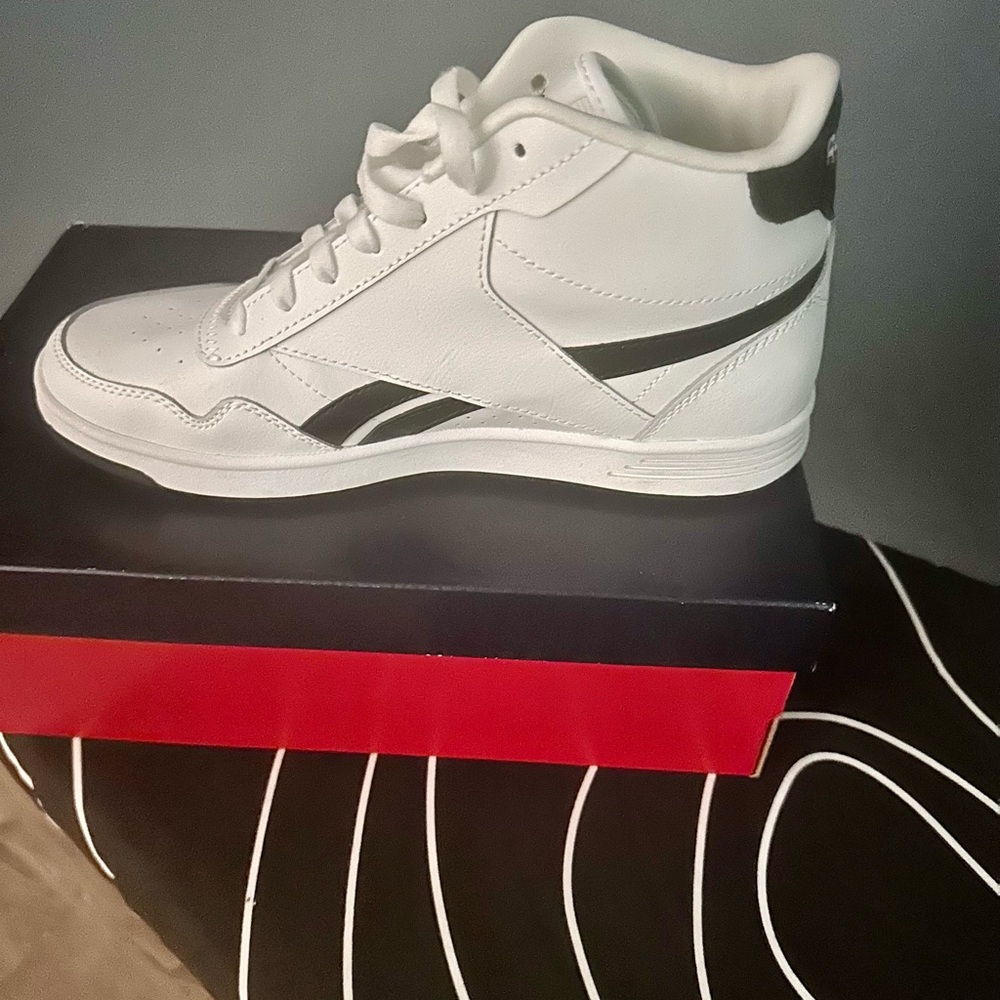 Reebok White and Black High-Top Sneakers